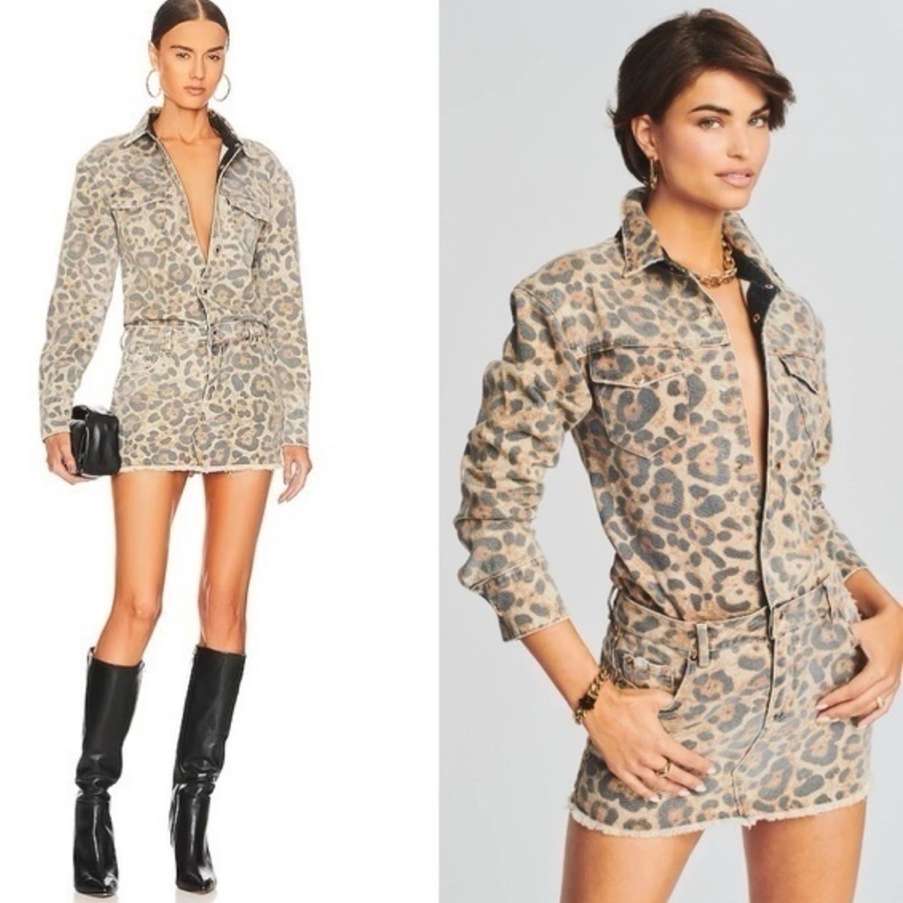 SER.O.YA Leopard LINDA DENIM DRESS New w tags L